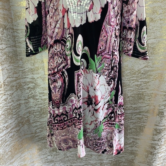 Bebe Pink/White Sequinned Floral Mini Length Dress Size S - Picture 5 of 13